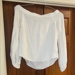 Anthropologie White Off-Shoulder Blouse